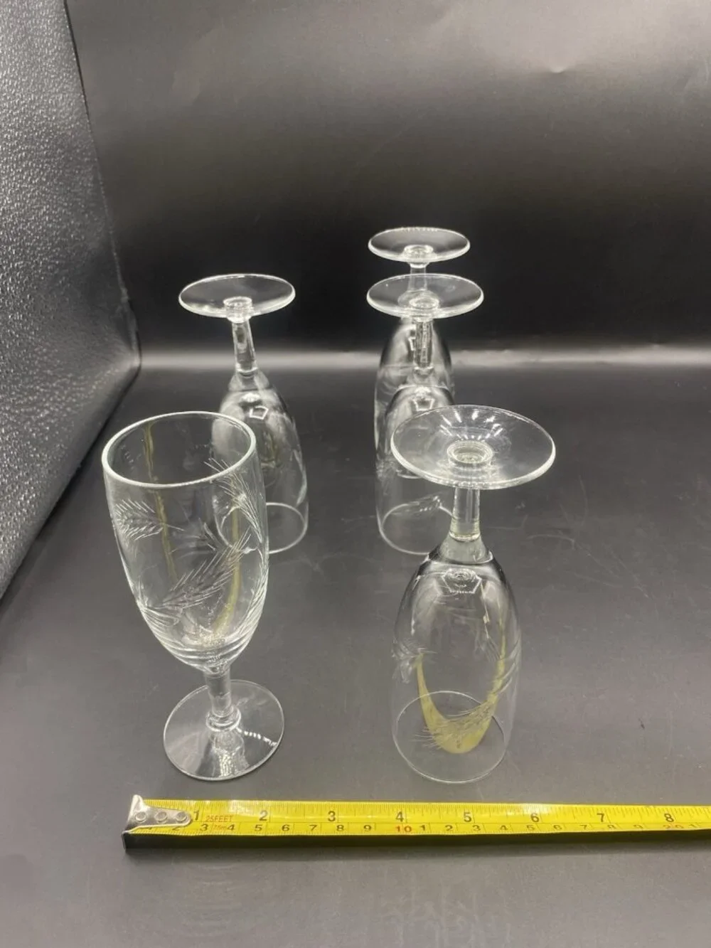 Vintage Wheat Whiskey Sour Juice Glasses Set Of 5 MCM Blown Glass Barware